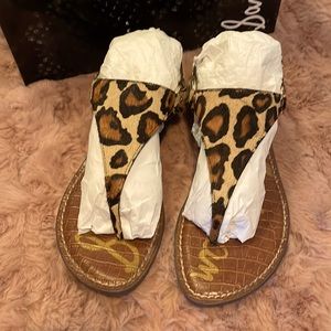 Sam Edelman Greta Leopard Brahma Hair Flat Sandal